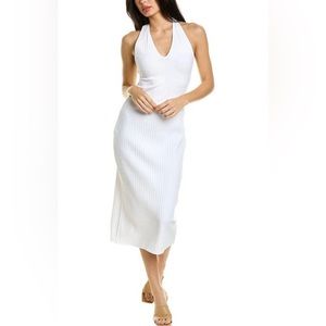 Vince Ribbed Halter Dress Optic White XL